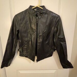 Black vintage leather jacket
